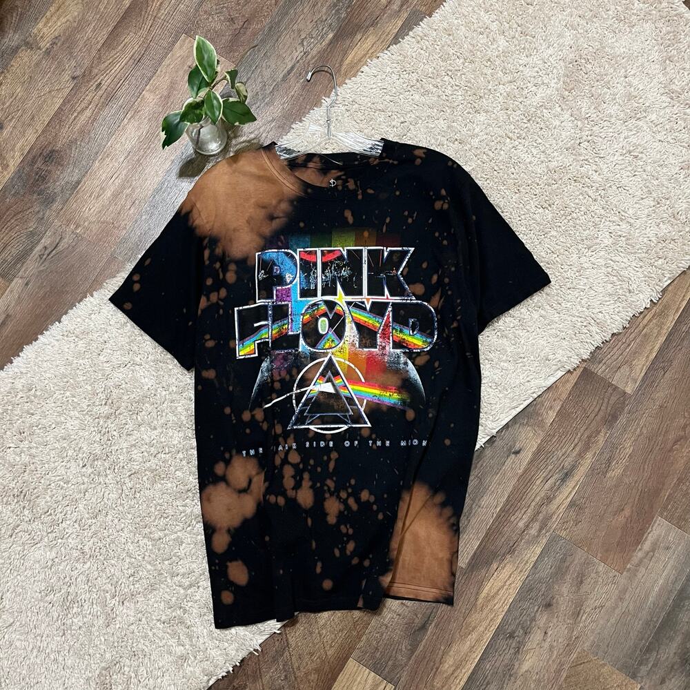 Pink Floyd The Dark Side Of The Moon Small Bleached Retro Rock Vibes Tee NWOT